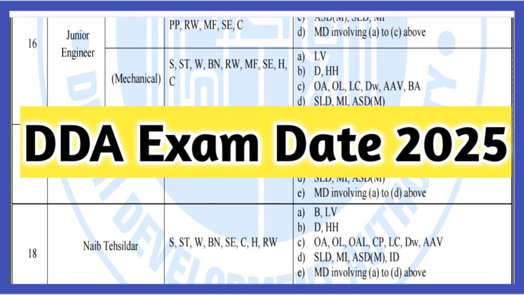 DDA Exam Date 2025
